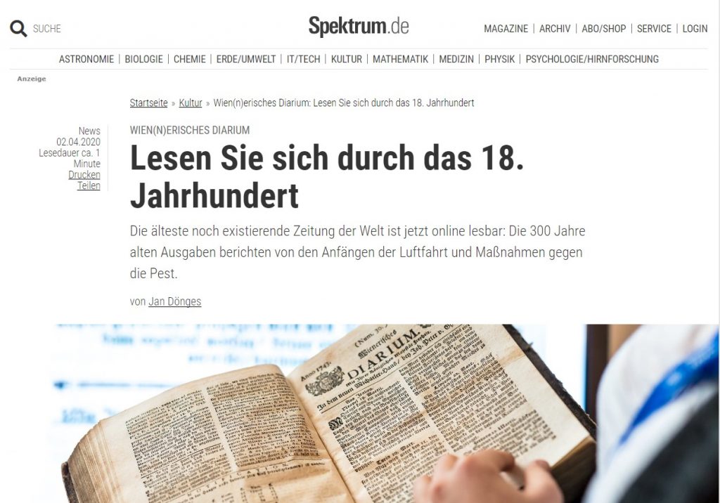 Wien(n)erisches Diarium: Lesen Sie sich durch das 18. Jahrhundert